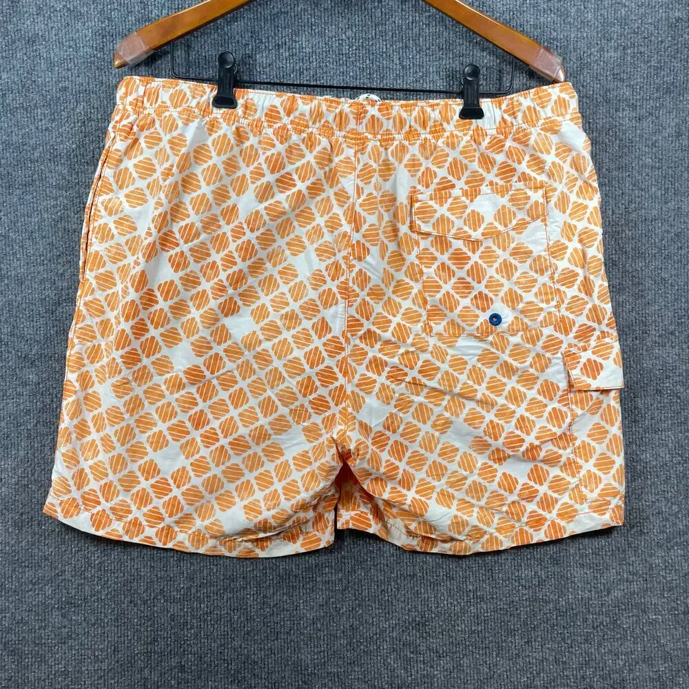 Tommy Bahama Relax Swim Shorts Men's XL Orange Geometric Allover Lined Beach